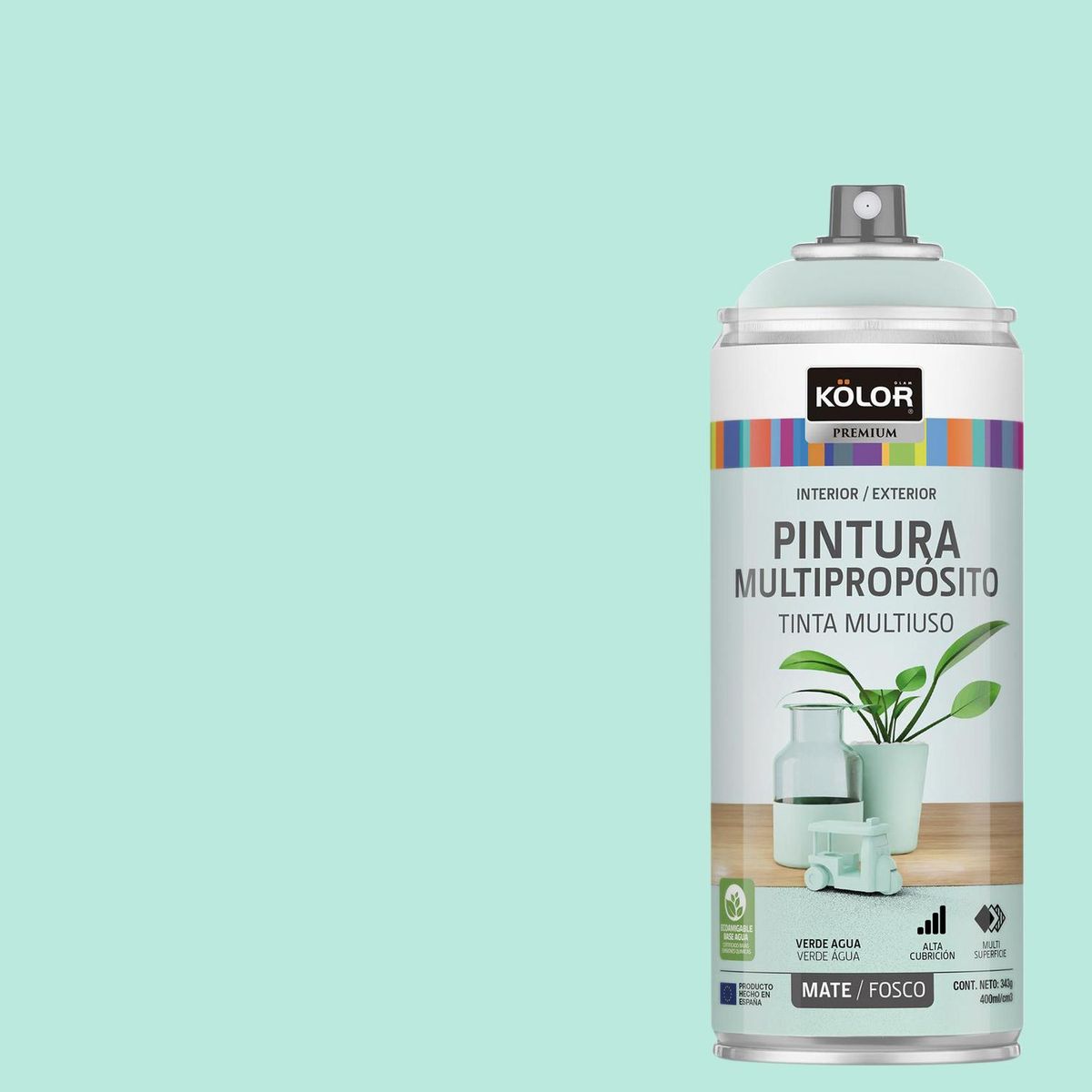 KOLOR - Pintura Esmalte Base Agua Spray 0.4 l Mate verde