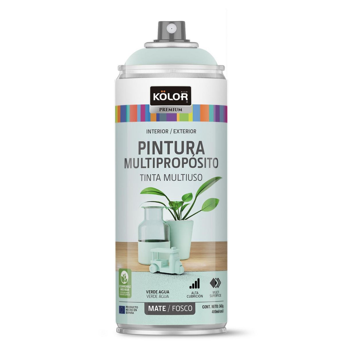 KOLOR - Pintura Esmalte Base Agua Spray 0.4 l Mate verde