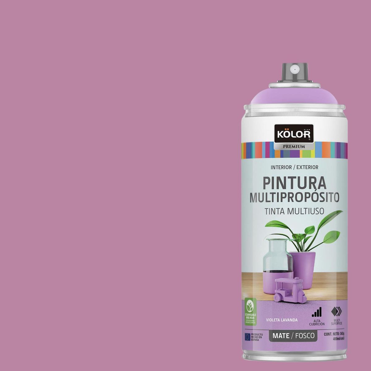 KOLOR - Pintura Esmalte Base Agua Spray 0.4 l Mate violeta