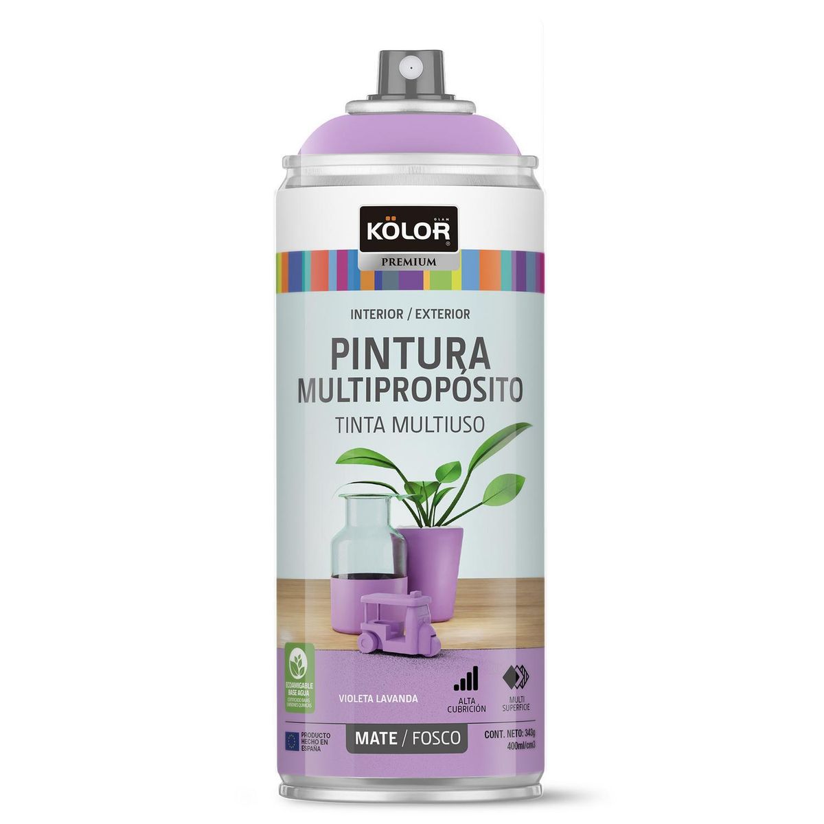 KOLOR - Pintura Esmalte Base Agua Spray 0.4 l Mate violeta