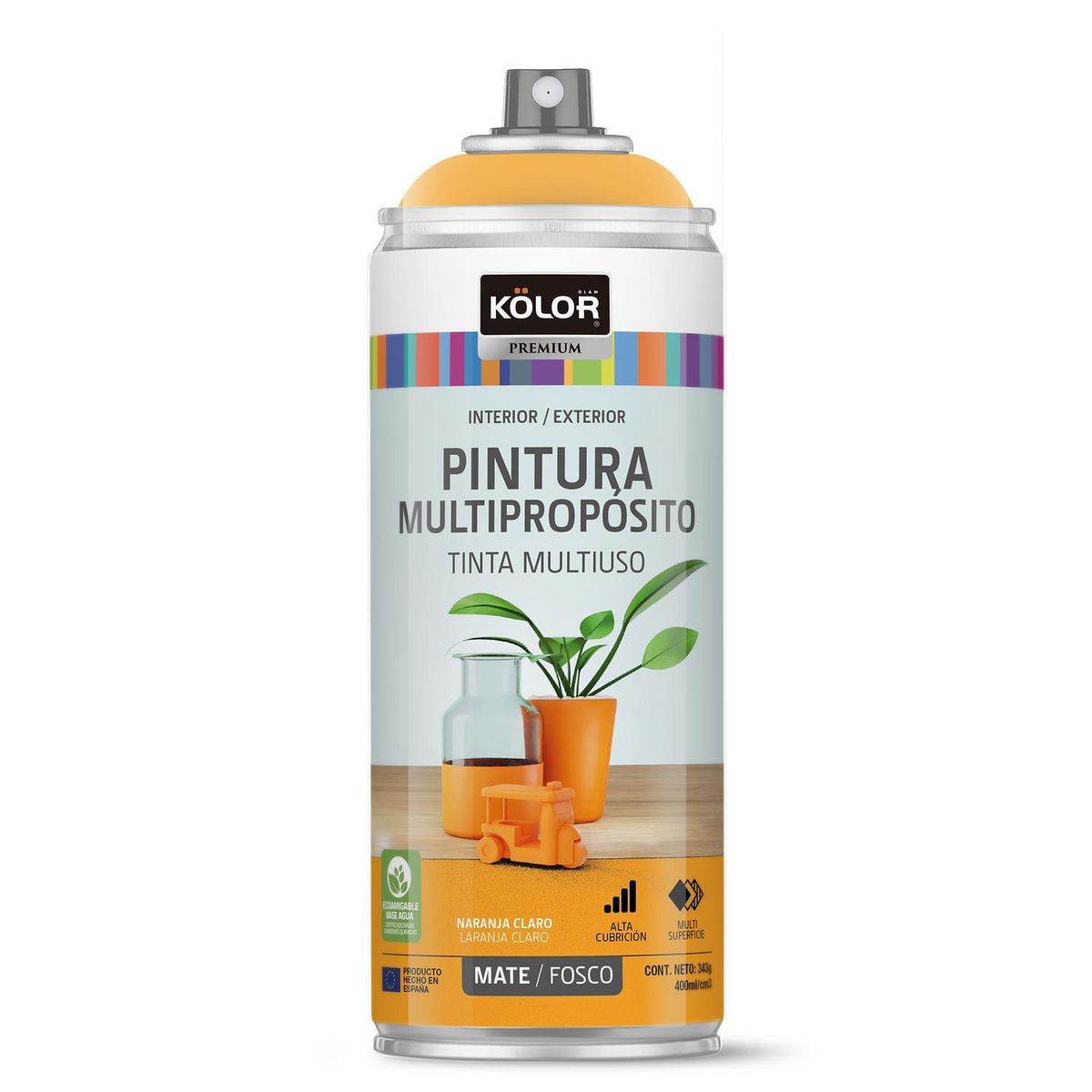 KOLOR - Pintura Esmalte Base Agua Spray 0.4 l Mate naranja