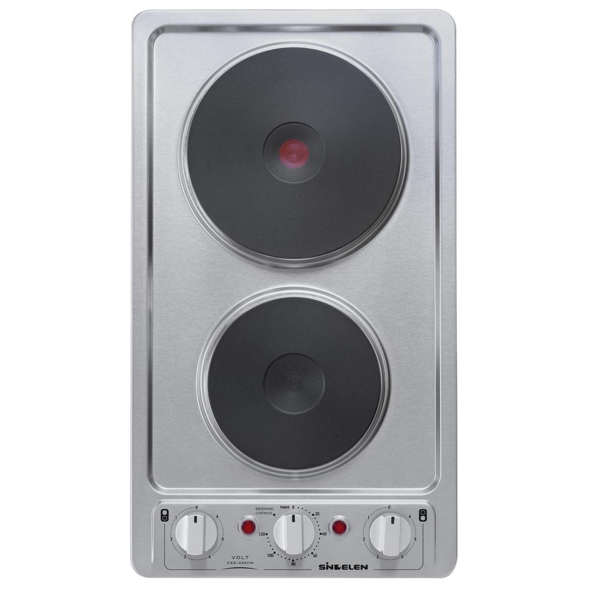 SINDELEN - Encimera Eléctrica 2 Platos Inox CEE-4251IN