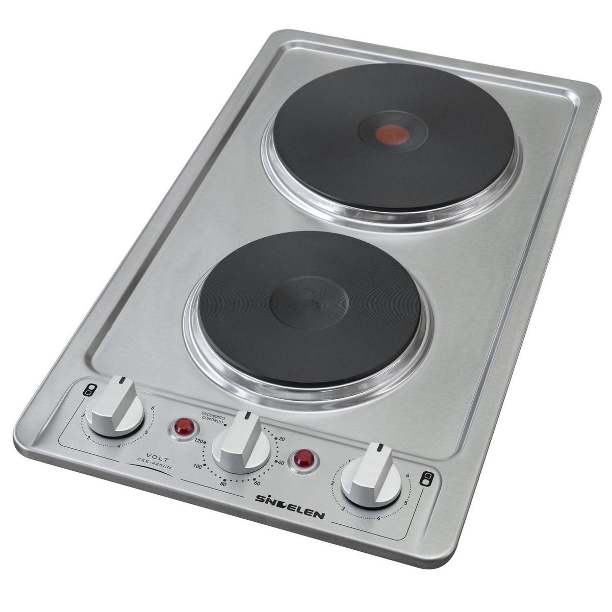 SINDELEN - Encimera Eléctrica 2 Platos Inox CEE-4251IN