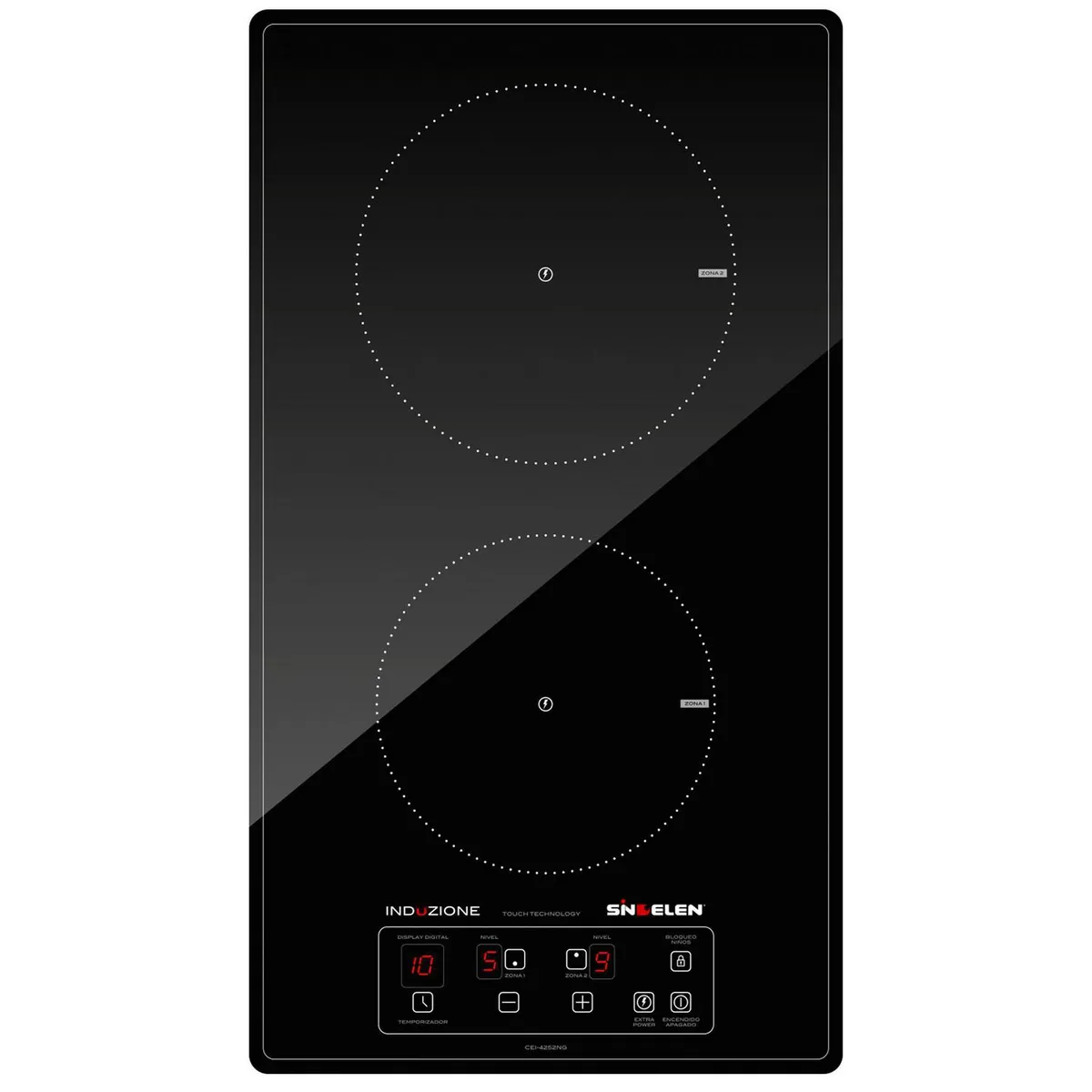 SINDELEN - Encimera Inducción 2 Platos Negro CEI-4252NG