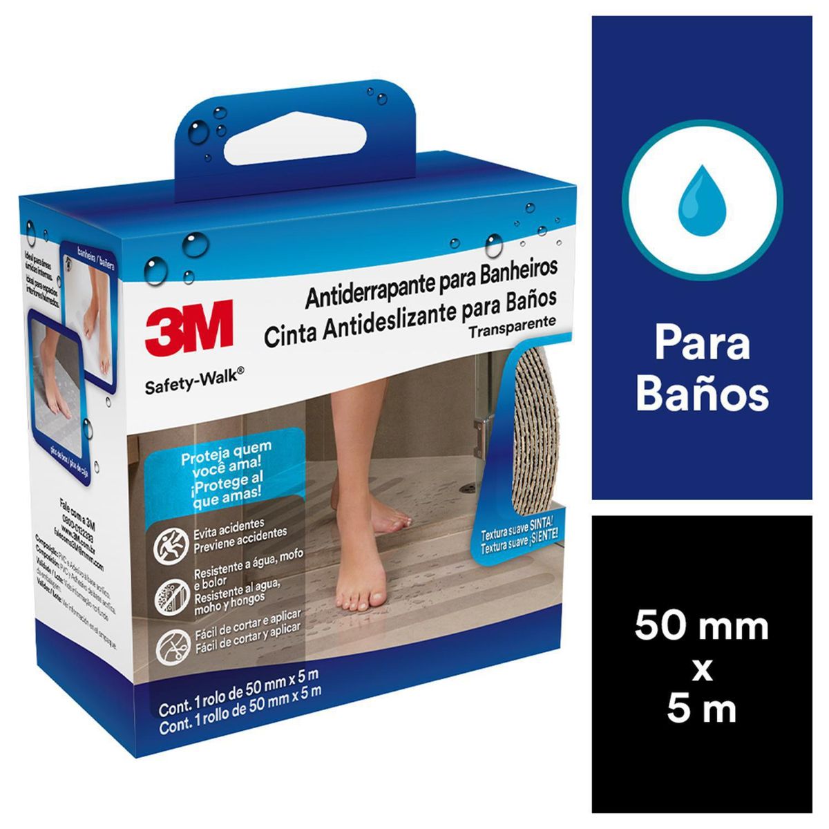3M - Cinta antideslizante para baños 50 mm x 5 m