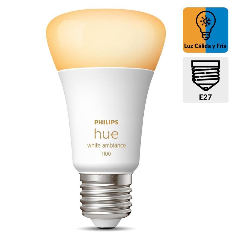 PHILIPS HUE - Ampolleta Hue 8 W E27 1100 lm Luz Cálida o fría