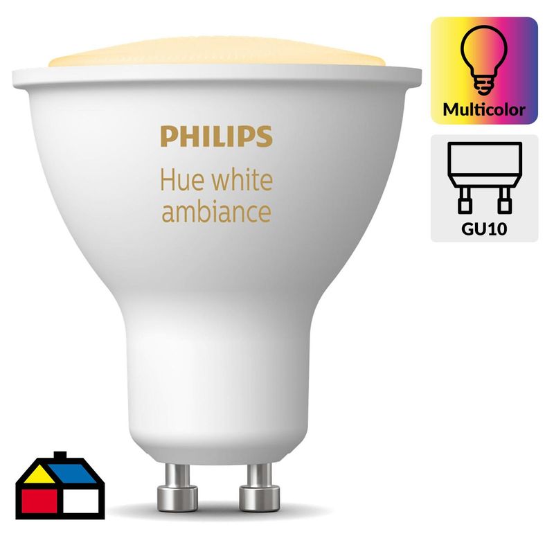 PHILIPS HUE - Ampolleta Hue 4.3 W GU10 350 lm Luz Multicolor