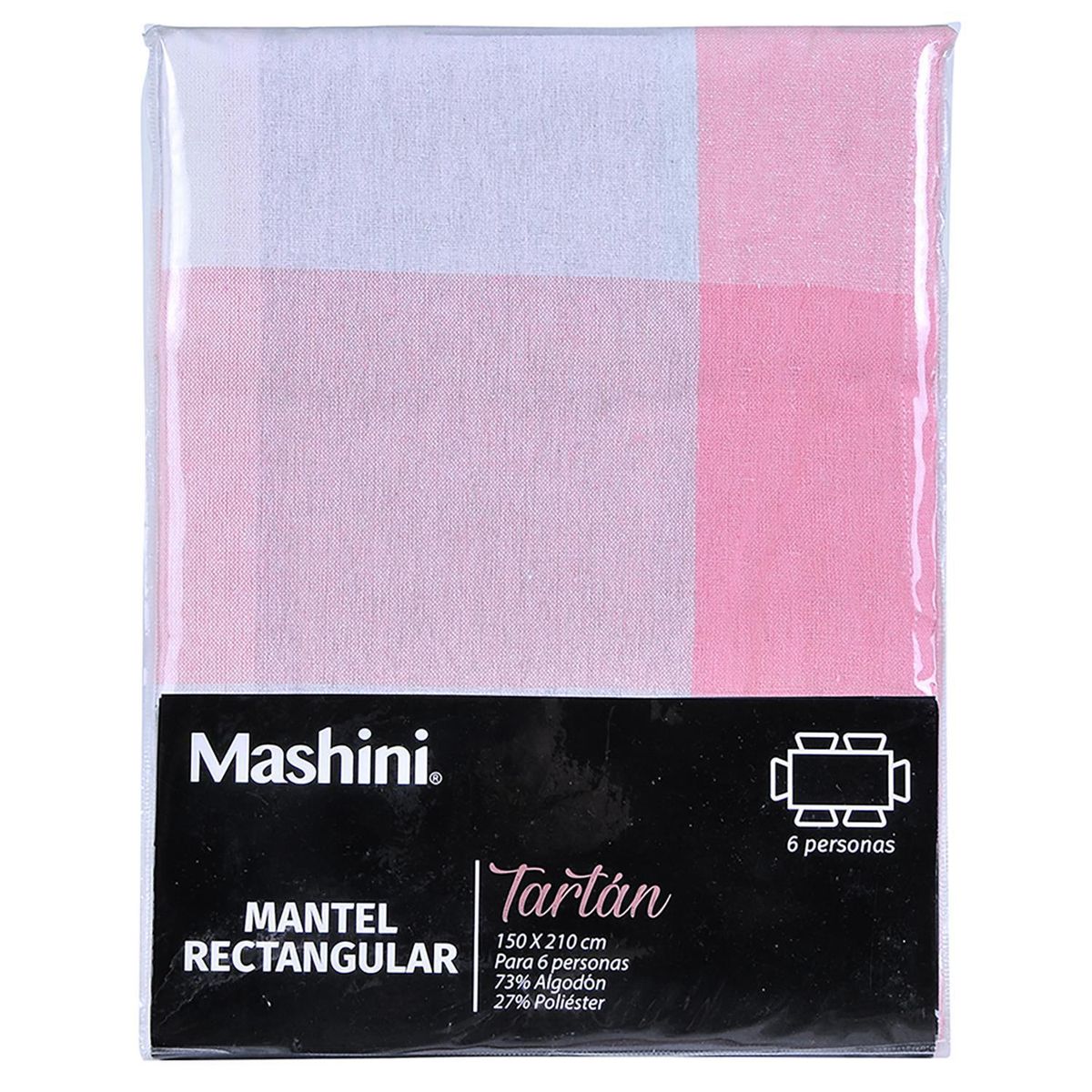 MASHINI - Mantel tartán 150x210 cm rosado
