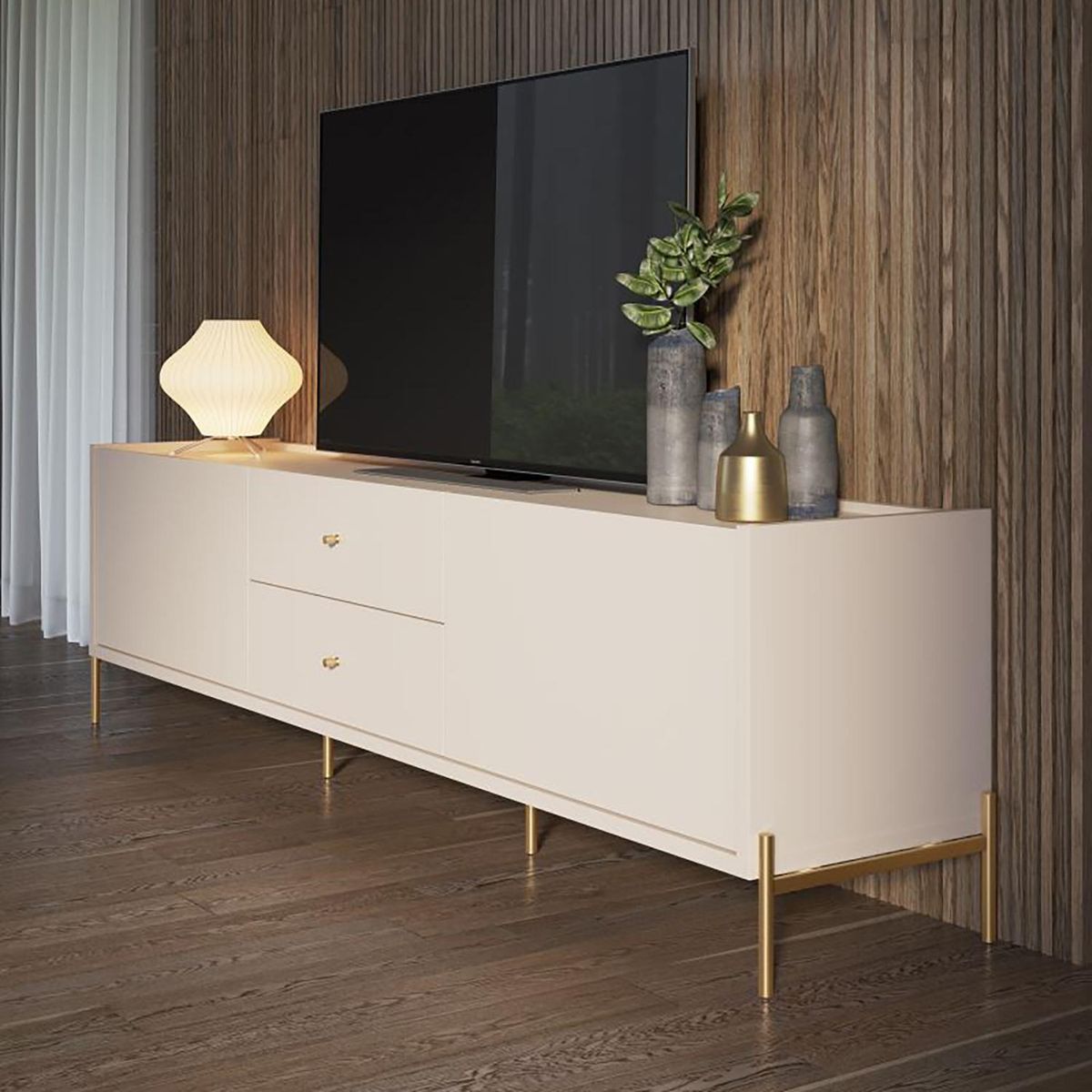 DECOCASA - Rack Jasper1.8Offwhite Brillo Gold