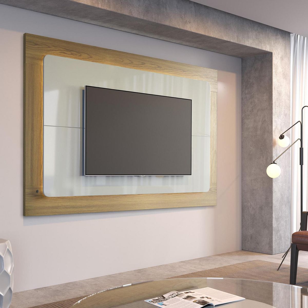 DECOCASA - Panel Rack TV 80" Oslo2.2 Off White 217x134x7.5 cm