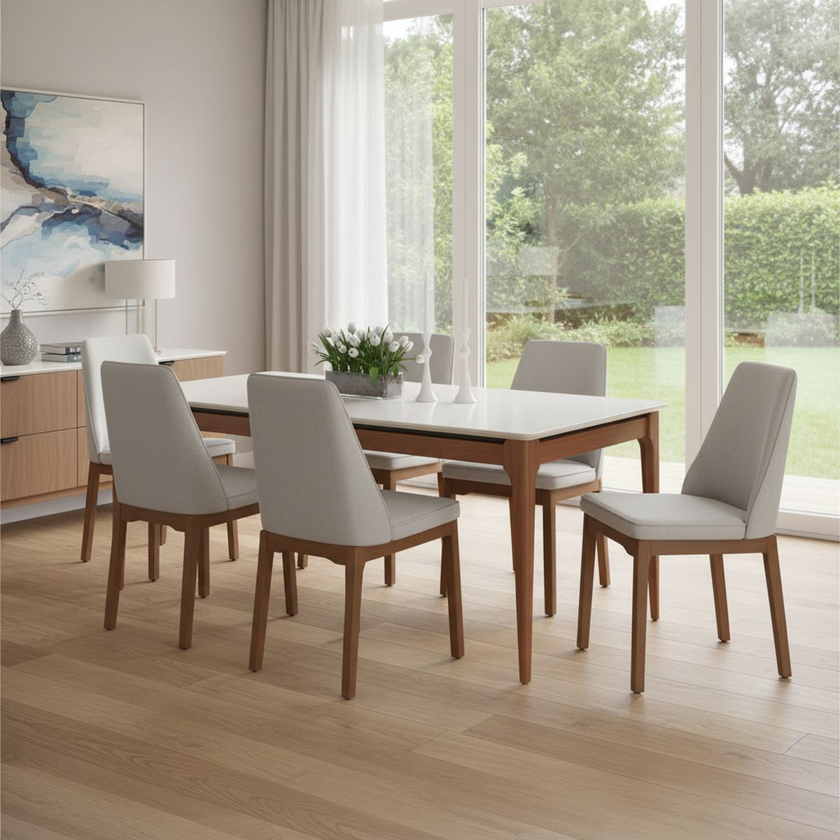 DECOCASA - Juego de Comedor Elsie 6 Sillas Mesa Rectangular 77x90x184 cm Café