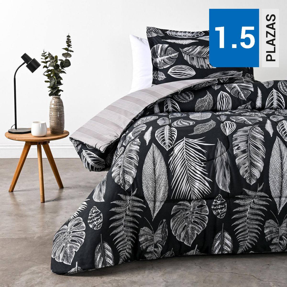 ELEMENTS & CO - Plumón 1.5 plazas Blacknature Estampado 