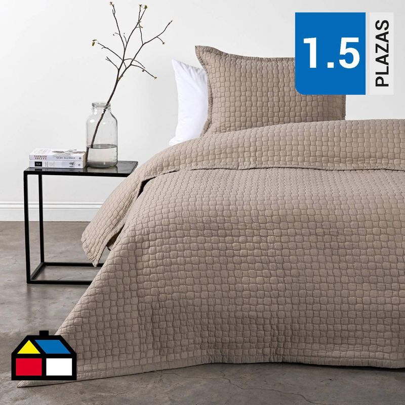 ROYAL SUPREME - Cubrecama Quilt 1.5 plazas Liso Aura Linen Beige