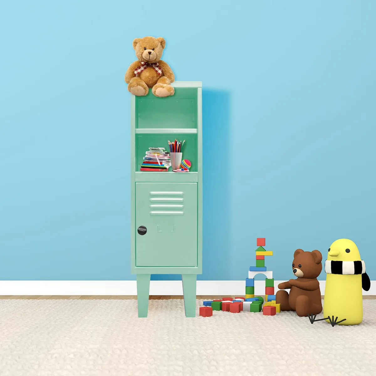 MOVILOCKERS - Locker Kids Estante 1 Puerta(s) 1 Repisa(s) 29xx45 cm Verde Menta