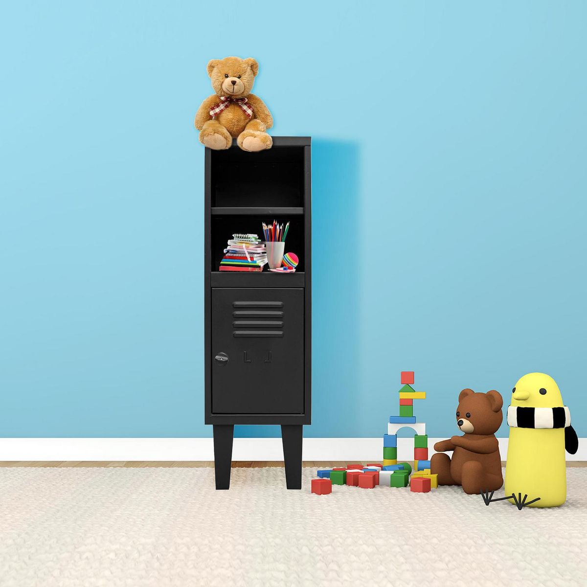 MOVILOCKERS - Locker Kids Estante 1 Puerta(s) 1 Repisa(s) 29xx45 cm Negro Mate