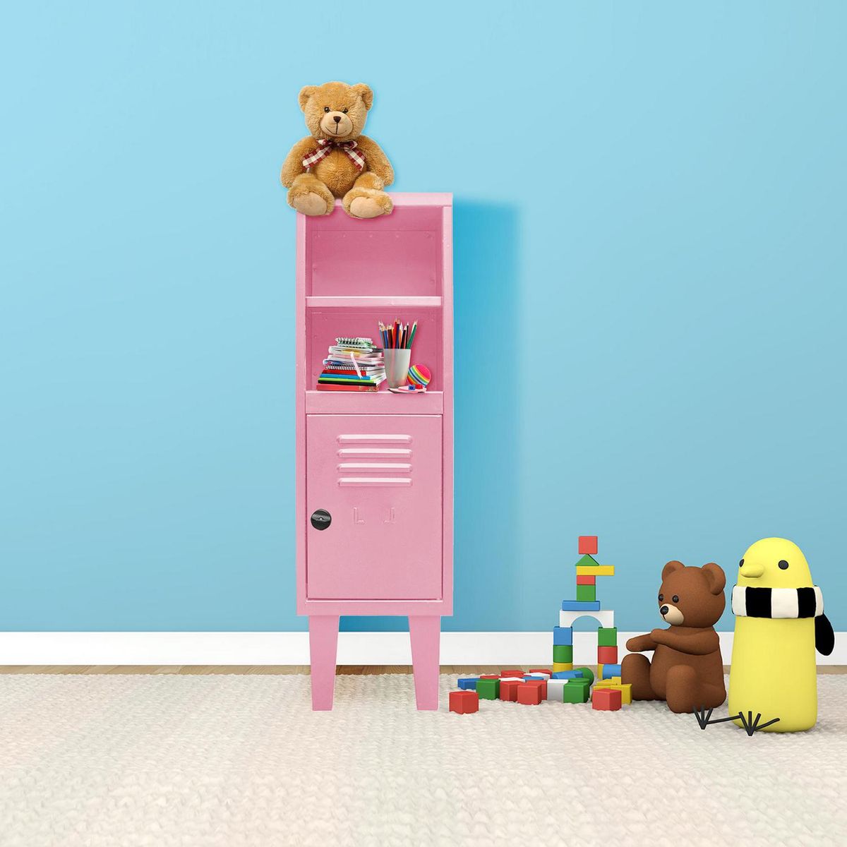 MOVILOCKERS - Locker Kids Estante 1 Puerta(s) 1 Repisa(s) 29xx45 cm Rosado