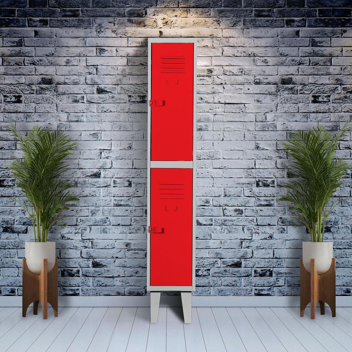 MOVILOCKERS - Locker Alta Resistencia 1 Cuerpo 2 Puerta(s) 29x170x45 cm Rojo