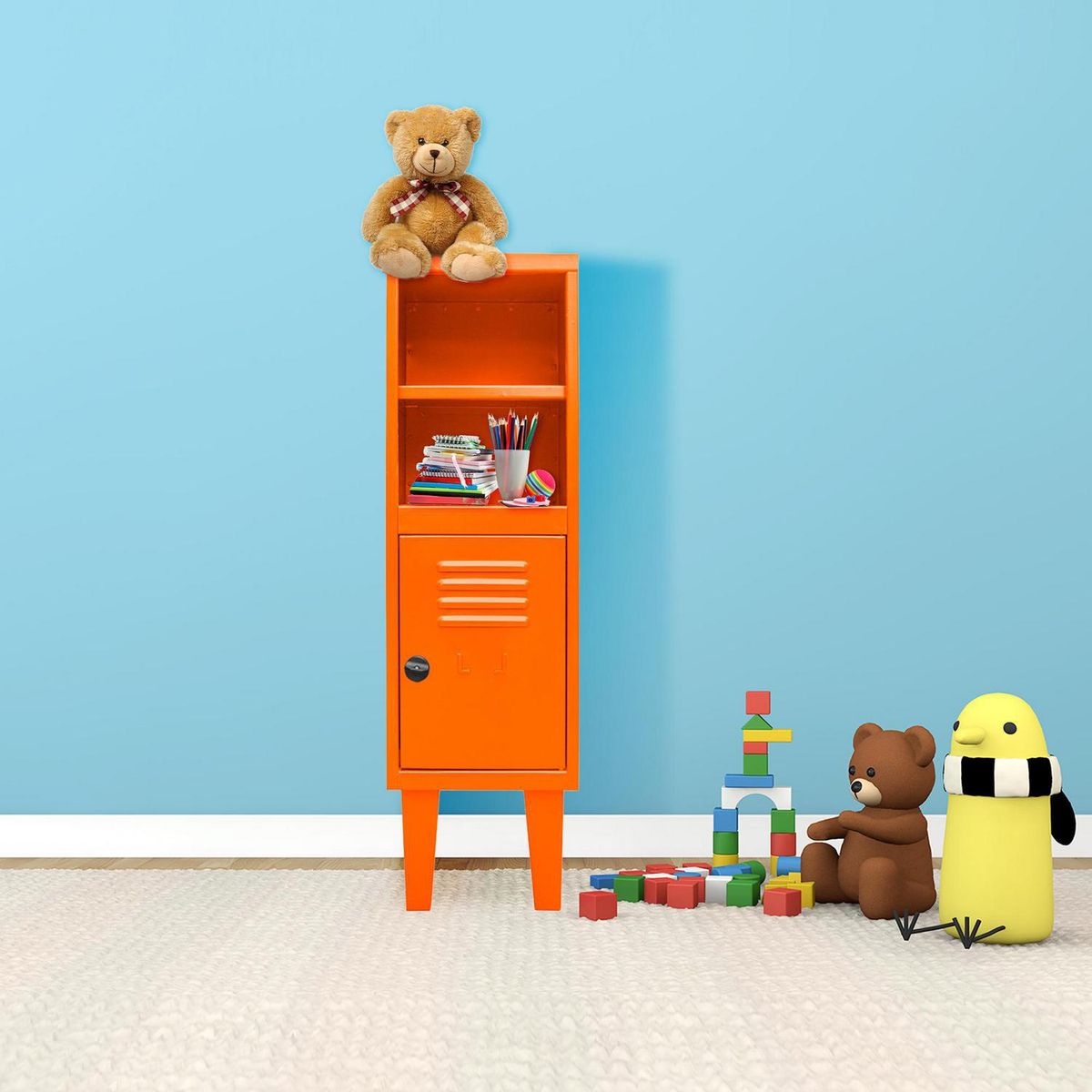 MOVILOCKERS - Locker Kids Estante 1 Puerta(s) 1 Repisa(s) 29xx45 cm Naranjo