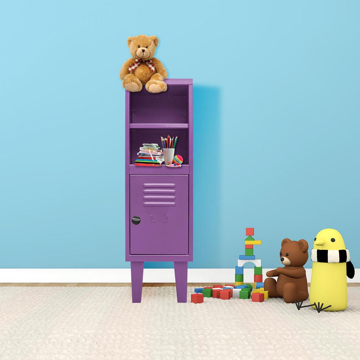 MOVILOCKERS - Locker Kids Estante 1 Puerta(s) 1 Repisa(s) 29xx45 cm Violeta