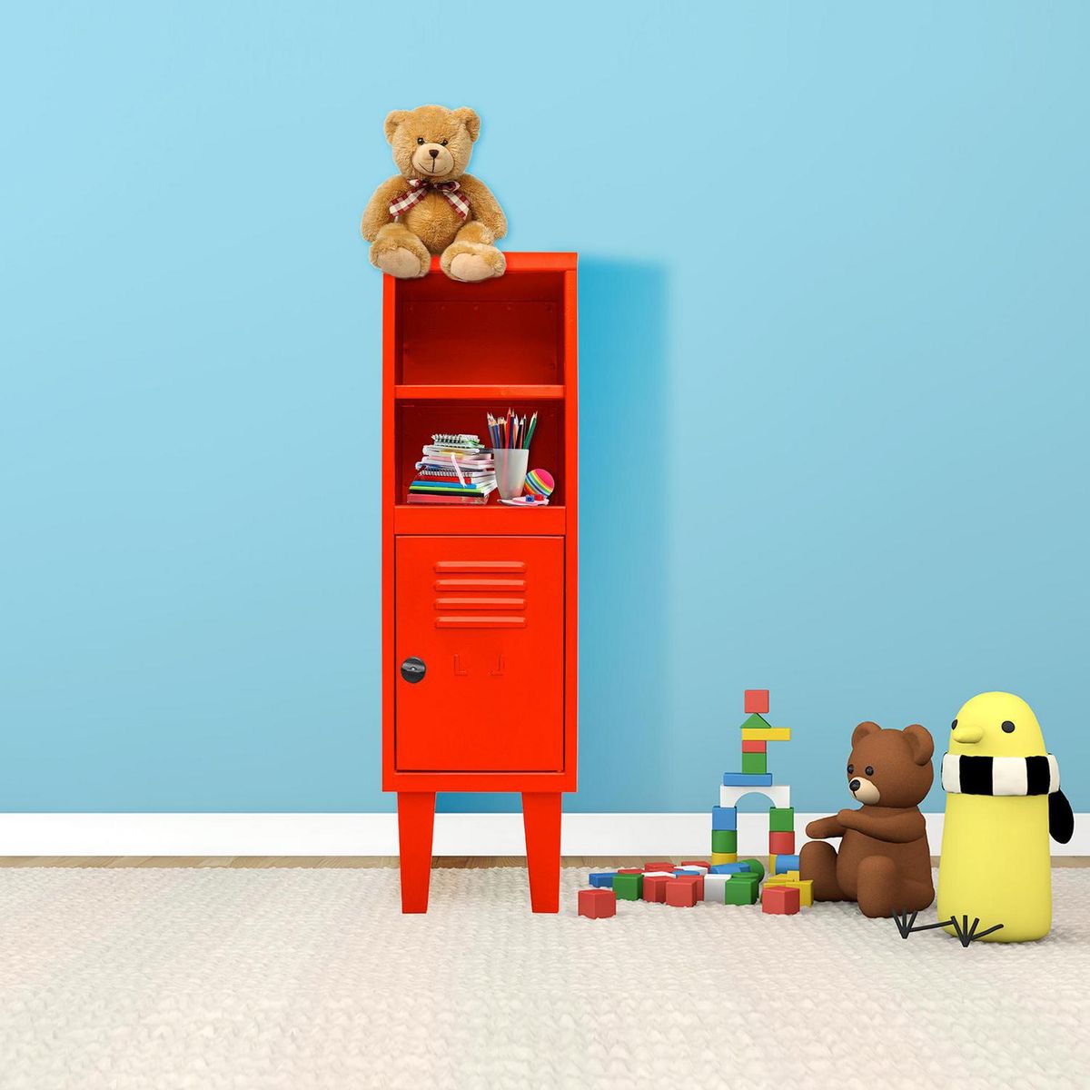 MOVILOCKERS - Locker Kids Estante 1 Puerta(s) 1 Repisa(s) 29xx45 cm Rojo