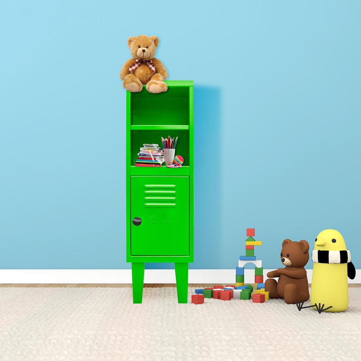 MOVILOCKERS - Locker Kids Estante 1 Puerta(s) 1 Repisa(s) 29xx45 cm Verde