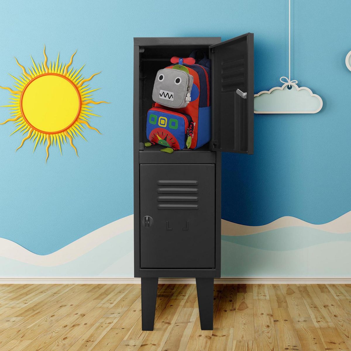 MOVILOCKERS - Locker Kids 1 Cuerpo 2 Puerta(s) 29x96x45 cm Negro Mate