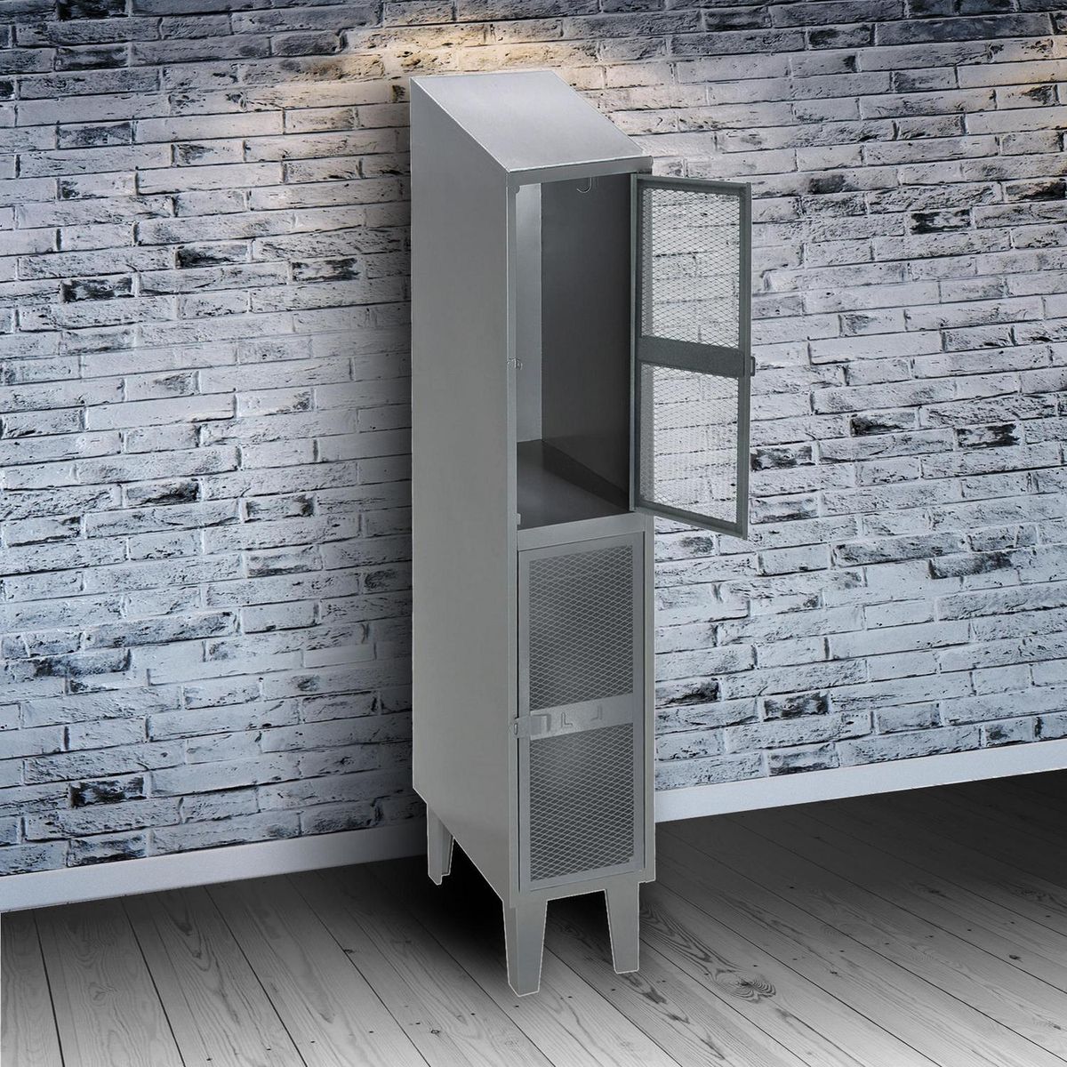 MOVILOCKERS - Locker Alta Resistencia con Malla 1 Cuerpo 2 Puerta(s) 29x190x45 cm Gris