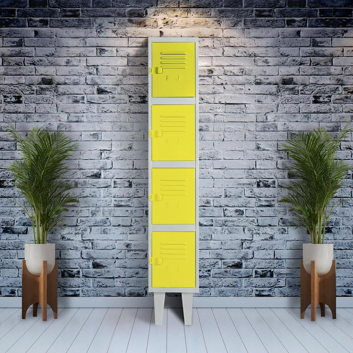 MOVILOCKERS - Locker Alta Resistencia 1 Cuerpo 4 Puerta(s) 29x170x45 cm Amarillo