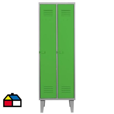 Lockers alta resistencia 170x56x45 cm 2 cuerpo 2 puerta verde