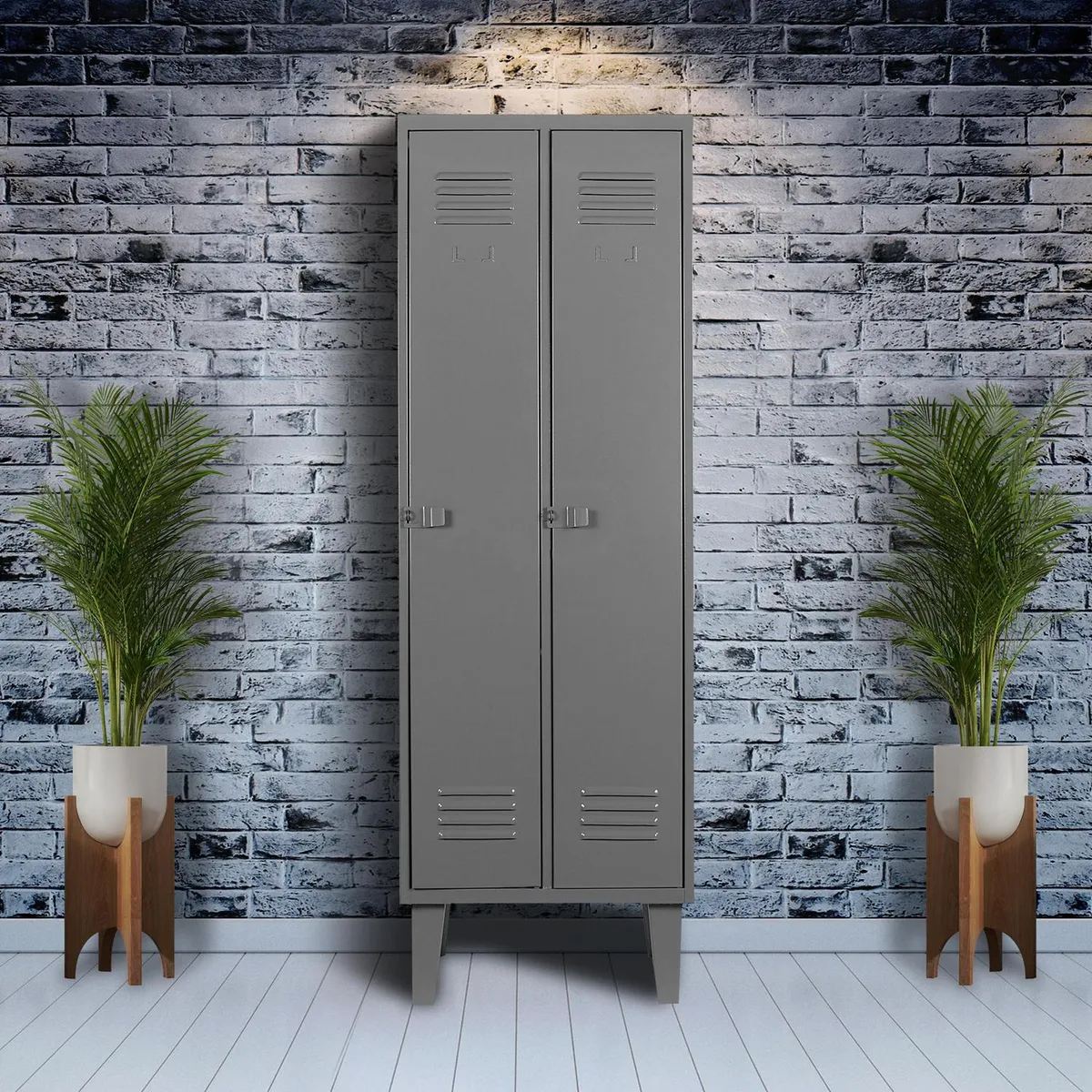 MOVILOCKERS - Locker Alta Resistencia 2 Cuerpos 2 Puerta(s) 2 Repisa(s) 56xx45 cm Gris Eco