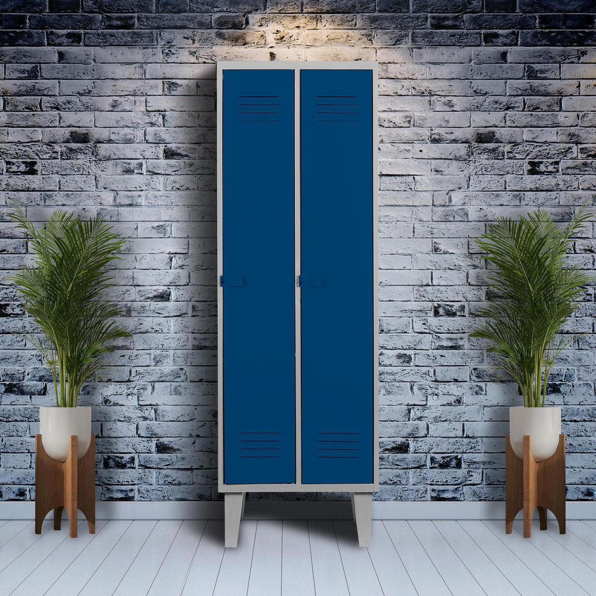 MOVILOCKERS - Locker Alta Resistencia 2 Cuerpos 2 Puerta(s) 2 Repisa(s) 56xx45 cm Azul