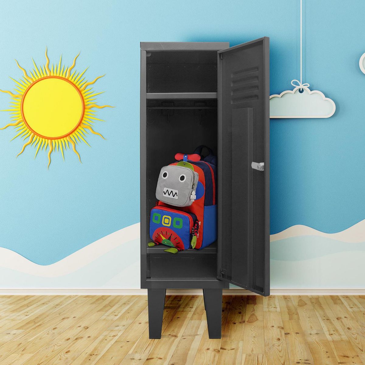 MOVILOCKERS - Locker Kids 1 Cuerpo 1 Puerta(s) 1 Repisa(s) 29xx45 cm Negro Mate