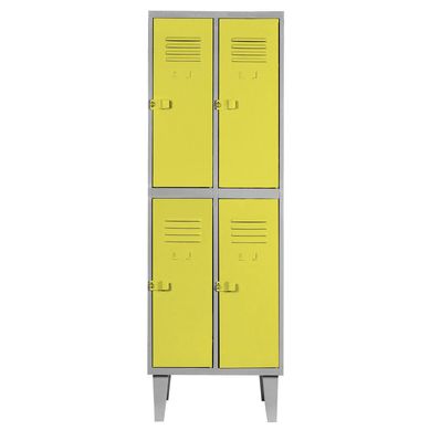 Lockers alta resistencia 170x56x45 cm 2 cuerpo 4 puerta amarillo