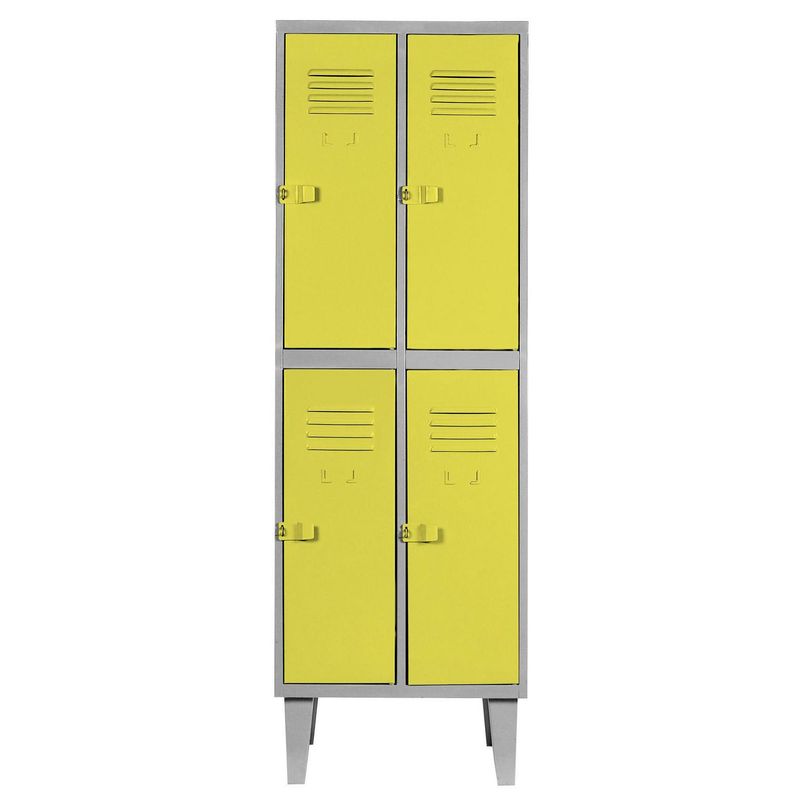 MOVILOCKERS - Locker Alta Resistencia 2 Cuerpos 4 Puerta(s) 56x170x45 cm Amarillo