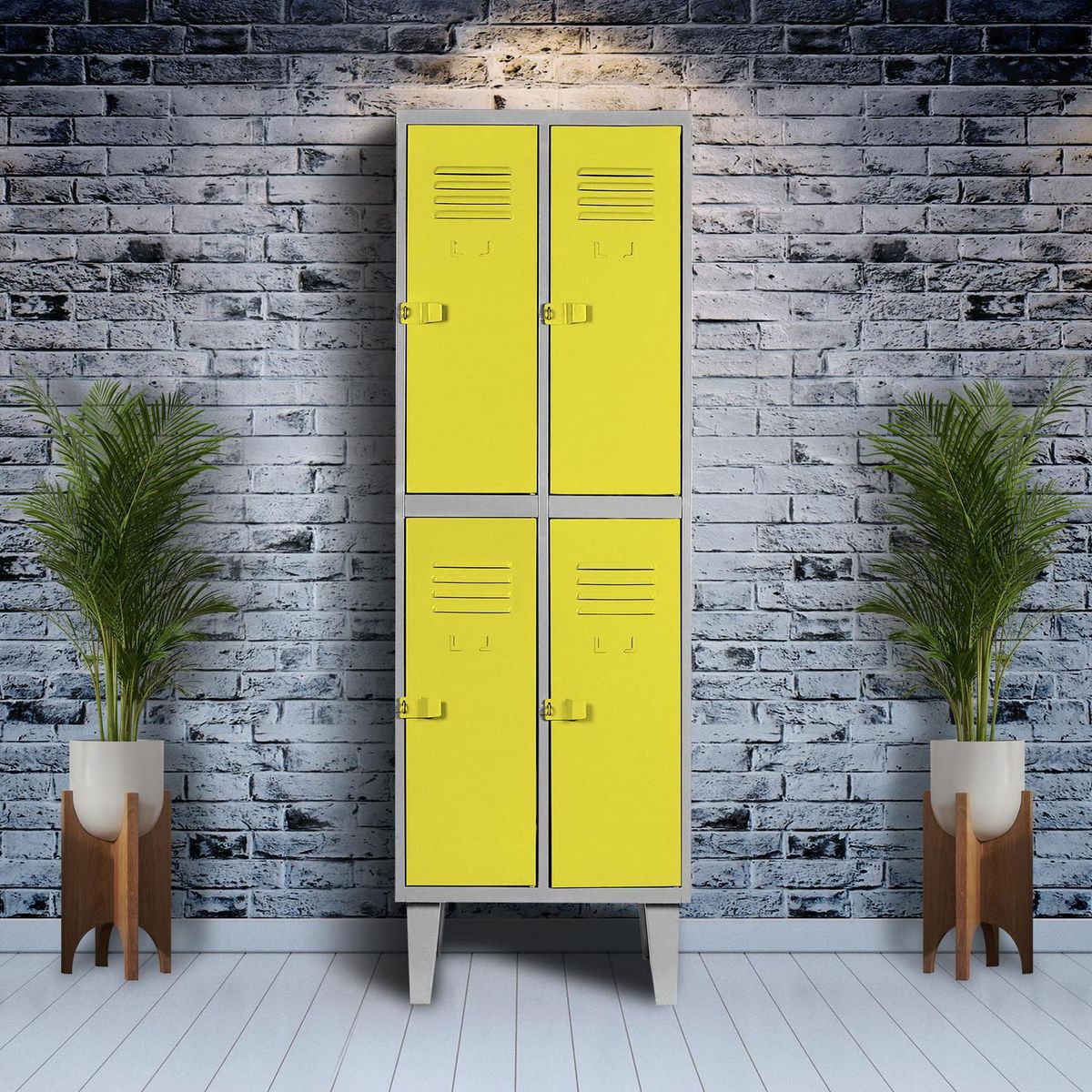 MOVILOCKERS - Locker Alta Resistencia 2 Cuerpos 4 Puerta(s) 56x170x45 cm Amarillo