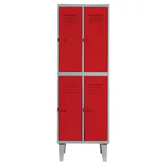 MOVILOCKERS - Locker Alta Resistencia 2 Cuerpos 4 Puerta(s) 56x170x45 cm Rojo
