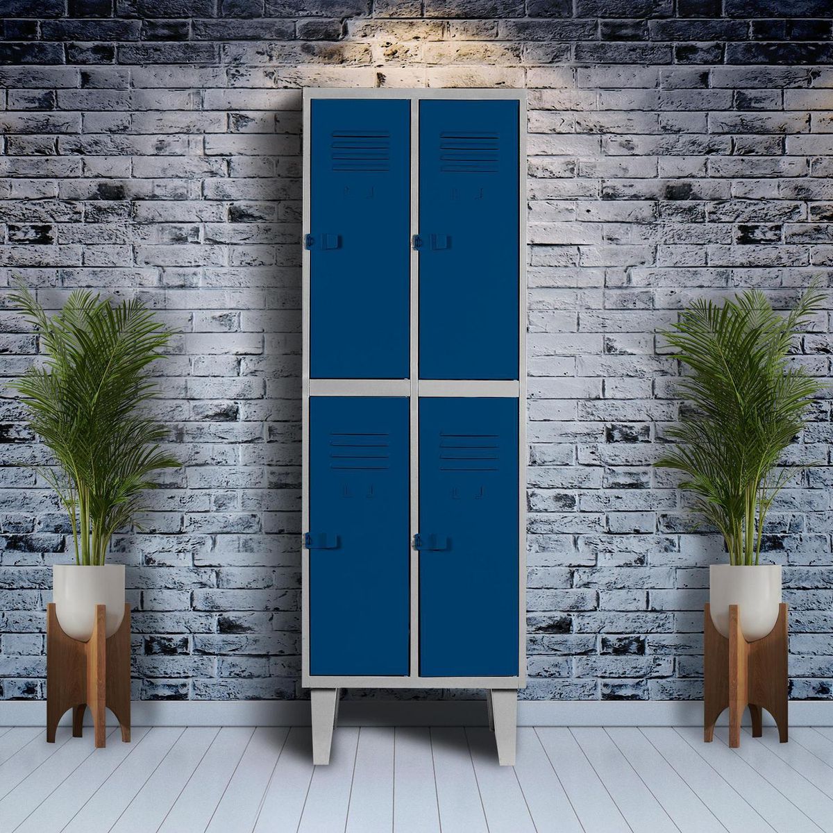 MOVILOCKERS - Locker Alta Resistencia 2 Cuerpos 4 Puerta(s) 56x170x45 cm Azul