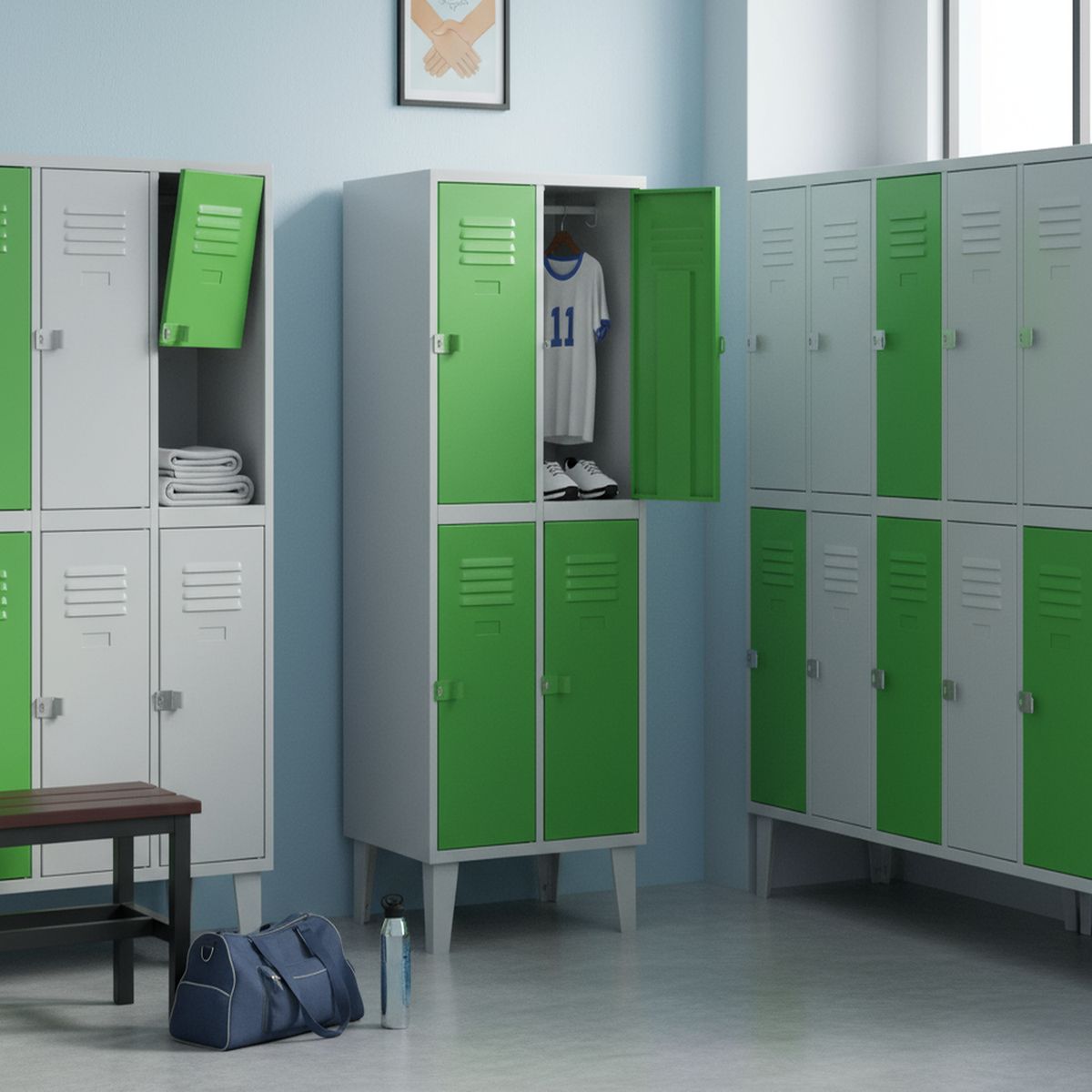 MOVILOCKERS - Locker Alta Resistencia 2 Cuerpos 4 Puerta(s) 56x170x45 cm Verde