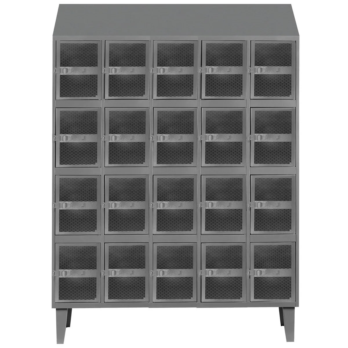 MOVILOCKERS - Locker Alta Resistencia con Malla 5 Cuerpos 20 Puerta(s) 137x190x45 cm Gris Eco