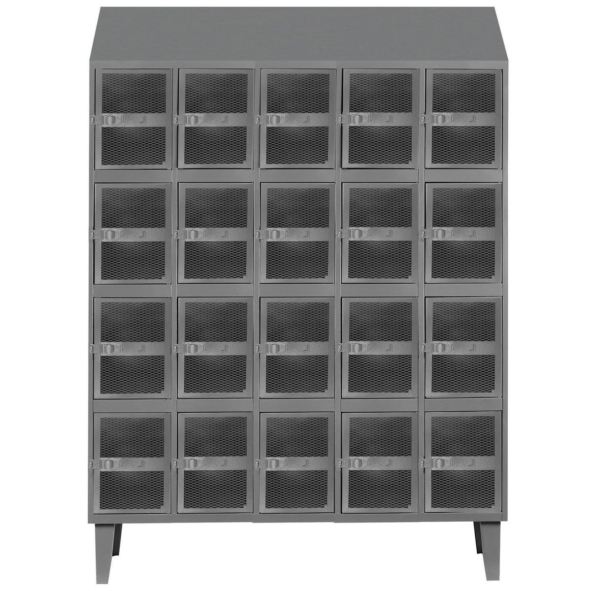 MOVILOCKERS - Locker Alta Resistencia con Malla 5 Cuerpos 20 Puerta(s) 137x190x45 cm Gris Eco
