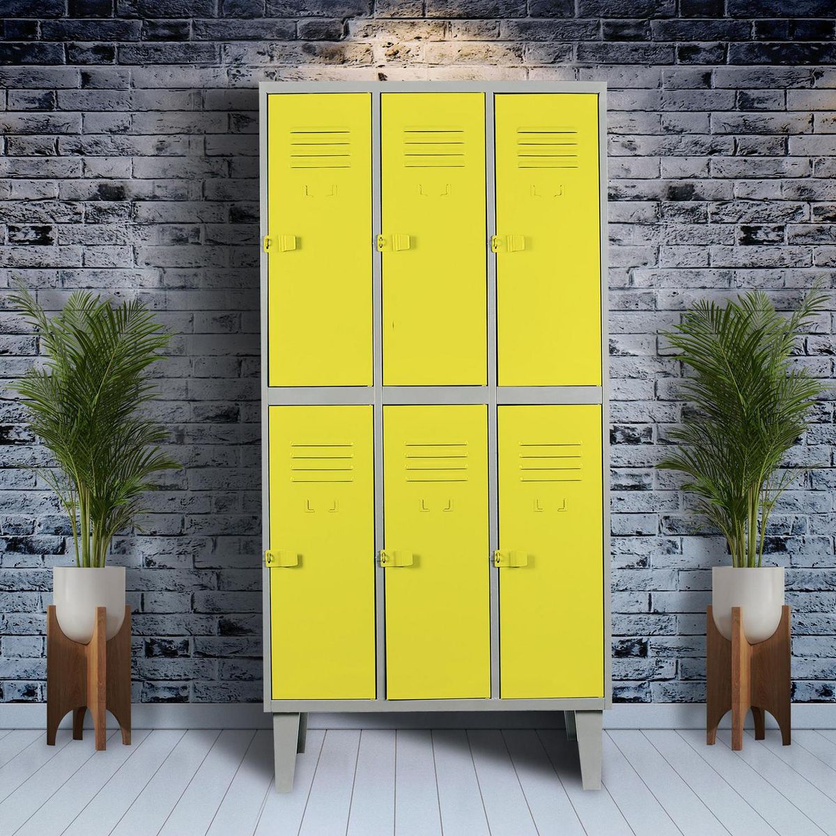 MOVILOCKERS - Locker Alta Resistencia 3 Cuerpos 6 Puerta(s) 83x170x45 cm Amarillo