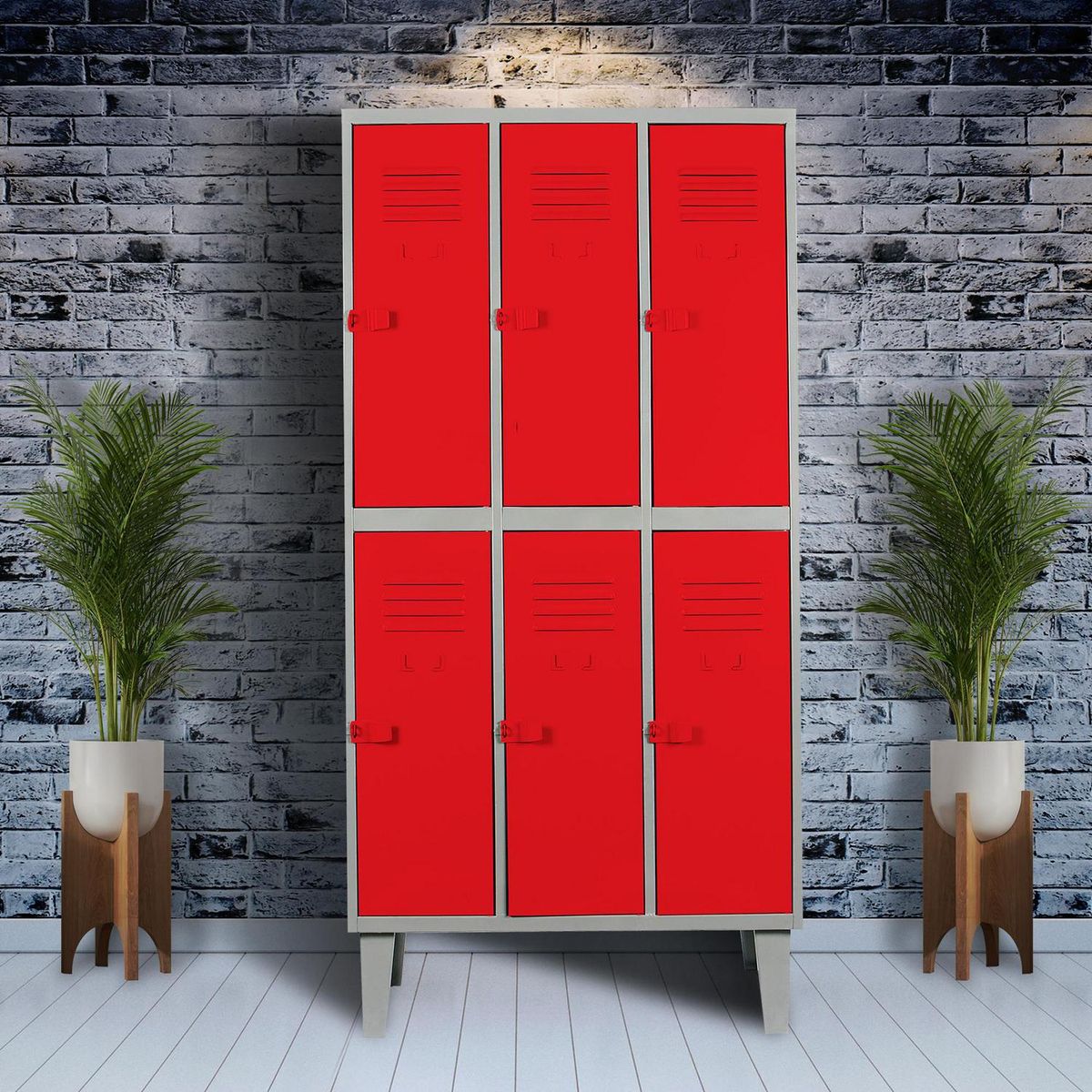 MOVILOCKERS - Locker Alta Resistencia 3 Cuerpos 6 Puerta(s) 83x170x45 cm Rojo