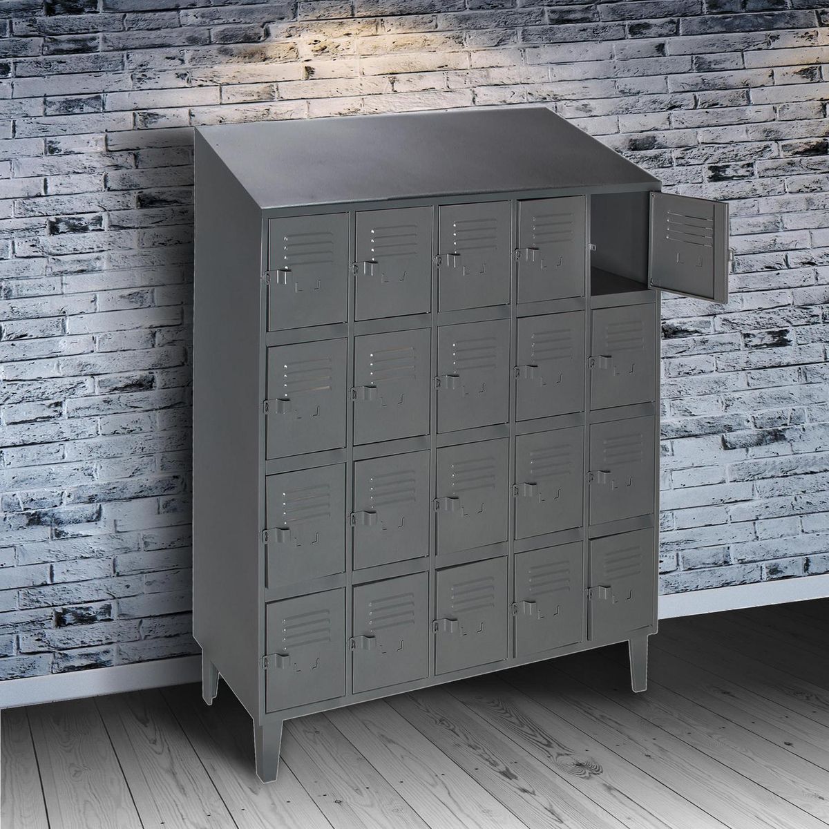 MOVILOCKERS - Locker Alta Resistencia 5 Cuerpos 20 Puerta(s) 137x190x45 cm Gris Eco