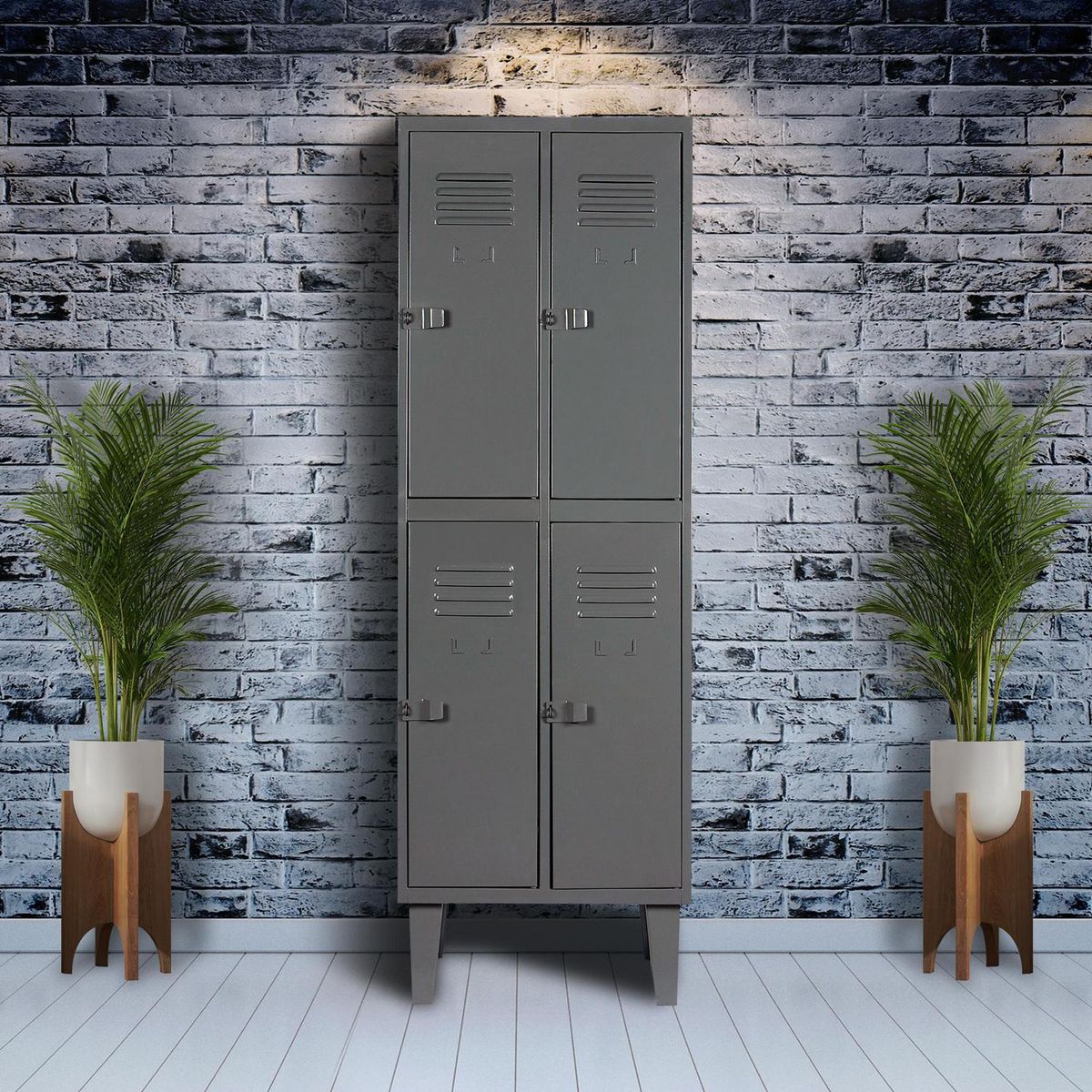 MOVILOCKERS - Locker Alta Resistencia 2 Cuerpos 4 Puerta(s) 56x170x45 cm Gris Eco