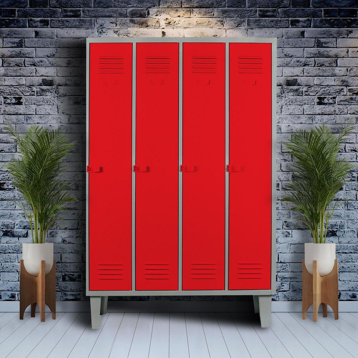 MOVILOCKERS - Locker Alta Resistencia 4 Cuerpos 4 Puerta(s) 1 Repisa(s) 110xx45 cm Rojo