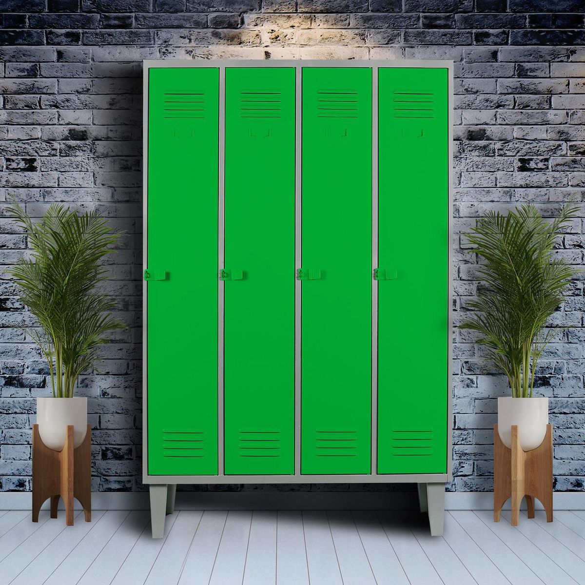 MOVILOCKERS - Locker Alta Resistencia 4 Cuerpos 4 Puerta(s) 1 Repisa(s) 110xx45 cm Verde