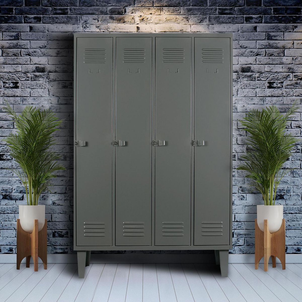 MOVILOCKERS - Locker Alta Resistencia 4 Cuerpos 4 Puerta(s) 1 Repisa(s) 110xx45 cm Gris Eco