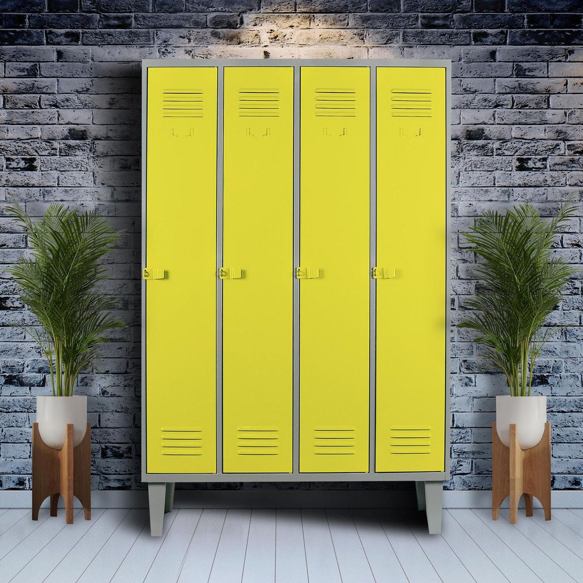 MOVILOCKERS - Locker Alta Resistencia 4 Cuerpos 4 Puerta(s) 110x170x45 cm Amarillo