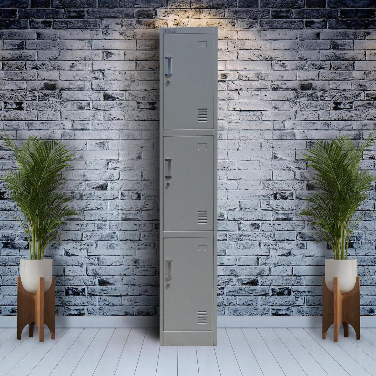 MOVILOCKERS - Locker de Oficina 1 Cuerpo 3 Puerta(s) 38x180x45 cm Gris Agata