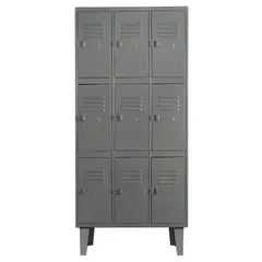 MOVILOCKERS - Locker Alta Resistencia 3 Cuerpos 9 Puerta(s) 83x170x45 cm Gris Eco
